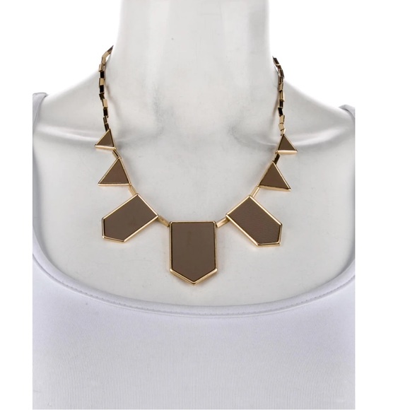 HOUSE OF HARLOW • Grey Leather Station Gold Necklace - Picture 4 of 5